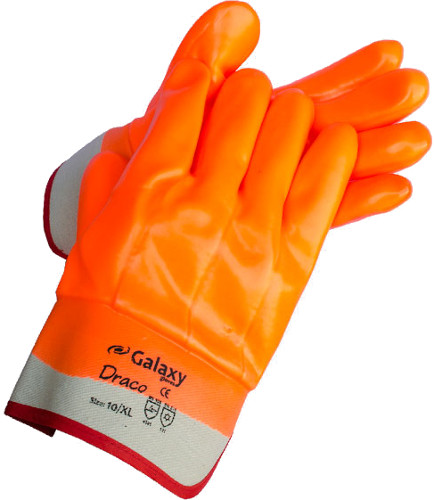Γάντια επενδυμένα με παχιά στρώση pvc πορτοκαλί